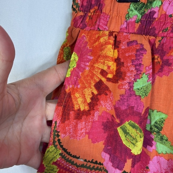 📣 Cynthia Rowley linen bright floral pull on wide leg pants - Picture 4 of 8